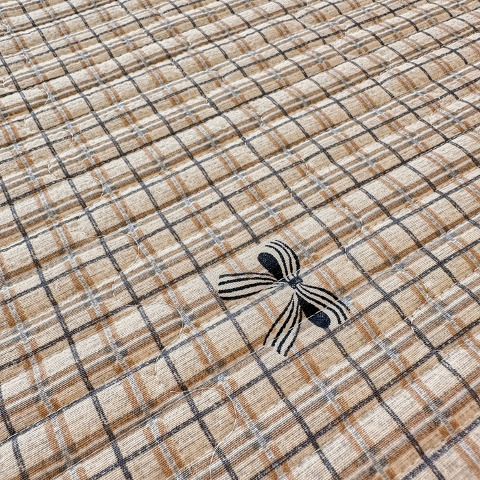 91家纺网 家纺一手货源 找家纺 岚吉家纺 2026新款云朵棉床盖三件套 格子蝴蝶结