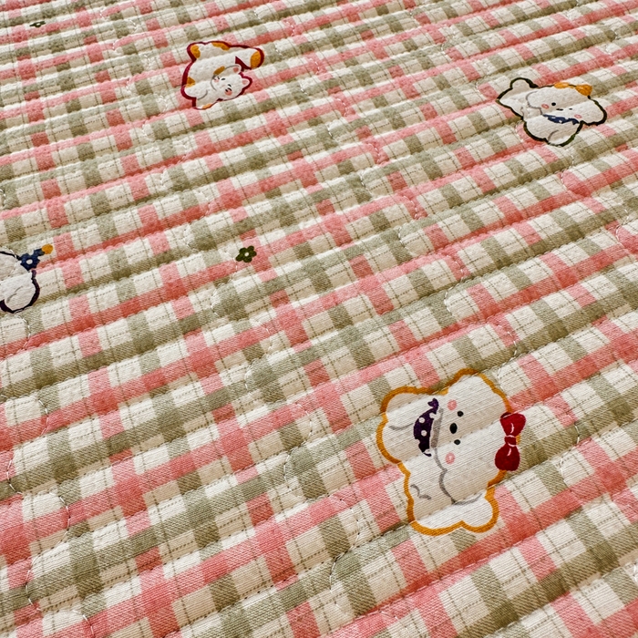 91家纺网 家纺一手货源 找家纺 岚吉家纺 2026新款云朵棉床盖三件套 格子小狗