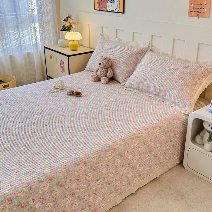 91家纺网 家纺一手货源 找家纺 岚吉家纺 2026新款云朵棉床盖三件套 花海