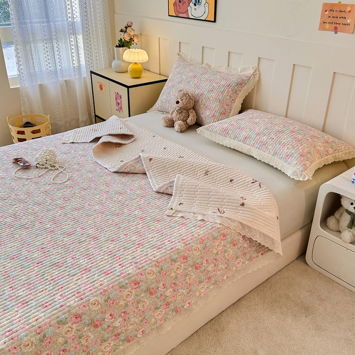 91家纺网 家纺一手货源 找家纺 岚吉家纺 2026新款云朵棉床盖三件套 花海