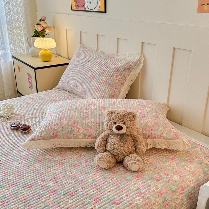 91家纺网 家纺一手货源 找家纺 岚吉家纺 2026新款云朵棉床盖三件套 花海