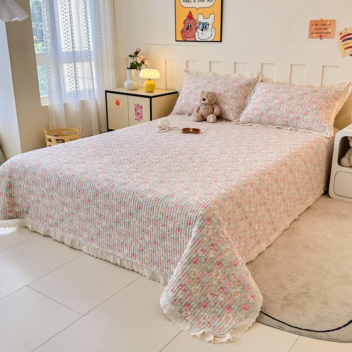 91家纺网 家纺一手货源 找家纺 岚吉家纺 2026新款云朵棉床盖三件套 花海