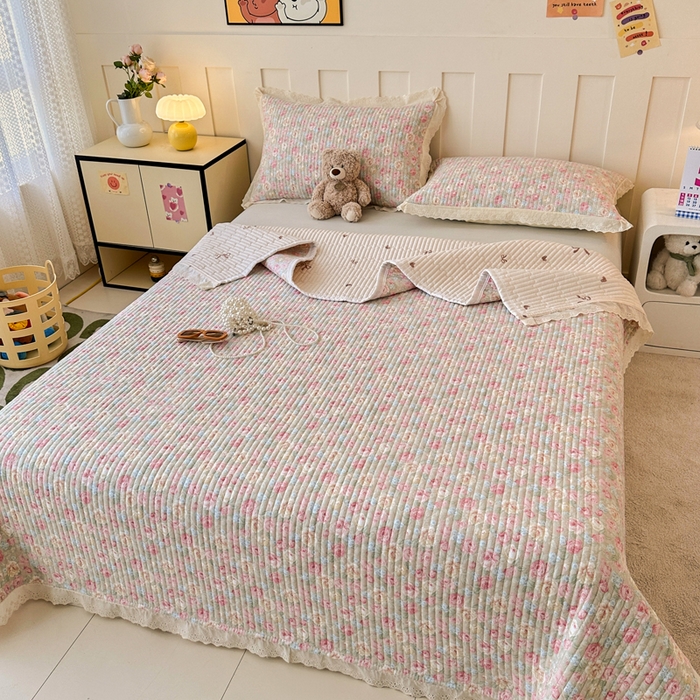 91家纺网 家纺一手货源 找家纺 岚吉家纺 2026新款云朵棉床盖三件套 花海