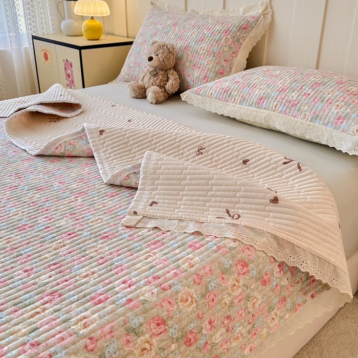 91家纺网 家纺一手货源 找家纺 岚吉家纺 2026新款云朵棉床盖三件套 花海