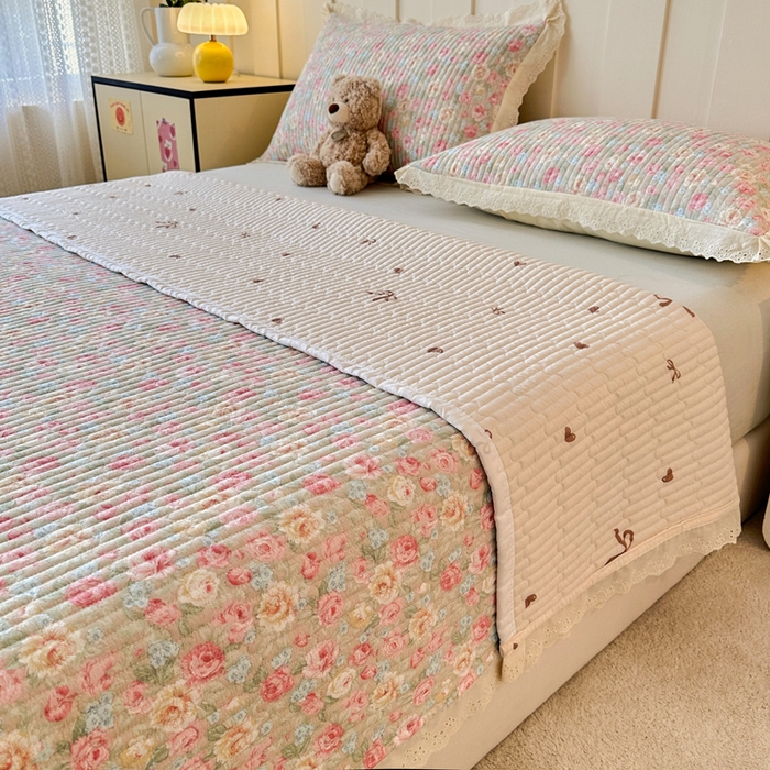 91家纺网 家纺一手货源 找家纺 岚吉家纺 2026新款云朵棉床盖三件套 花海