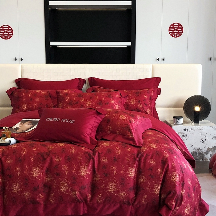 91家纺网 家纺一手货源 找家纺 （总）初拾 2023新款100支澳棉数码印花简约婚庆四件套