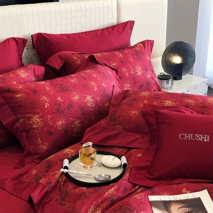 91家纺网 家纺一手货源 找家纺 （总）初拾 2023新款100支澳棉数码印花简约婚庆四件套