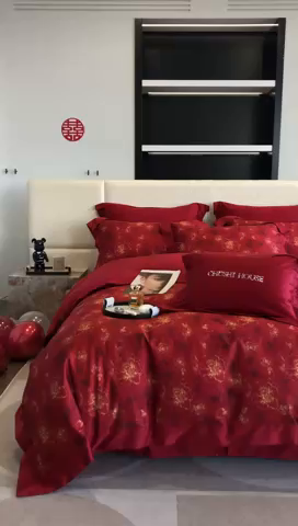 91家纺网 家纺一手货源 找家纺 （总）初拾 2023新款100支澳棉数码印花简约婚庆四件套