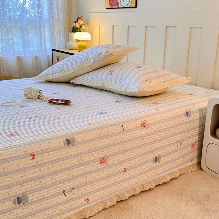 岚吉家纺 2026新款云朵棉床盖三件套 快乐小象