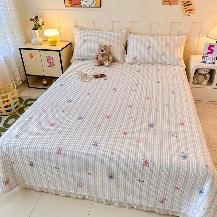 91家纺网 家纺一手货源 找家纺 岚吉家纺 2026新款云朵棉床盖三件套 快乐小象