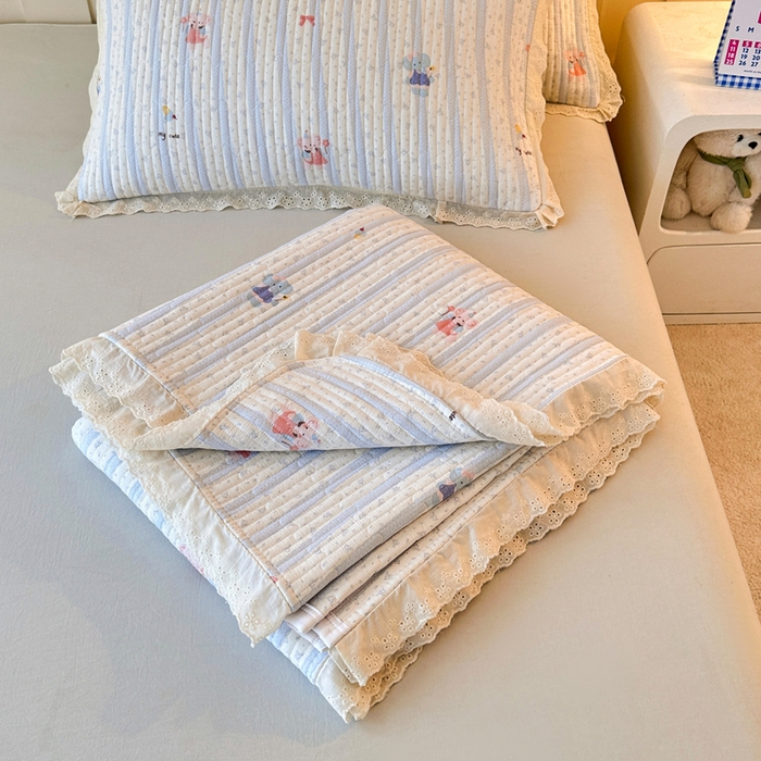 91家纺网 家纺一手货源 找家纺 岚吉家纺 2026新款云朵棉床盖三件套 快乐小象