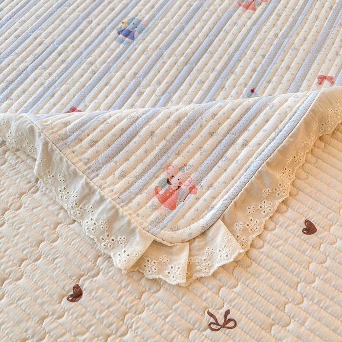 91家纺网 家纺一手货源 找家纺 岚吉家纺 2026新款云朵棉床盖三件套 快乐小象