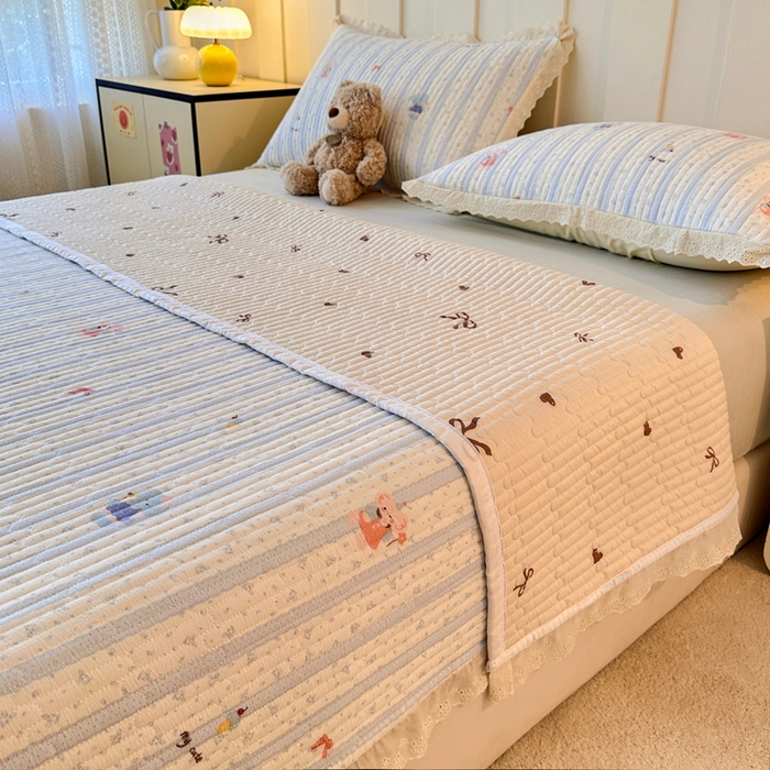 91家纺网 家纺一手货源 找家纺 岚吉家纺 2026新款云朵棉床盖三件套 快乐小象