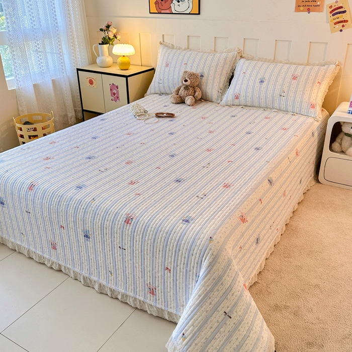 91家纺网 家纺一手货源 找家纺 岚吉家纺 2026新款云朵棉床盖三件套 快乐小象