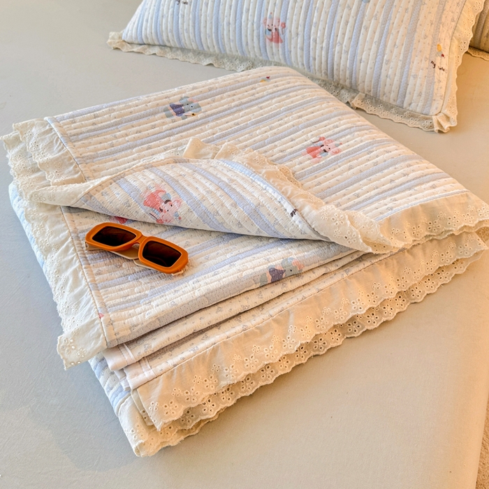 91家纺网 家纺一手货源 找家纺 岚吉家纺 2026新款云朵棉床盖三件套 快乐小象