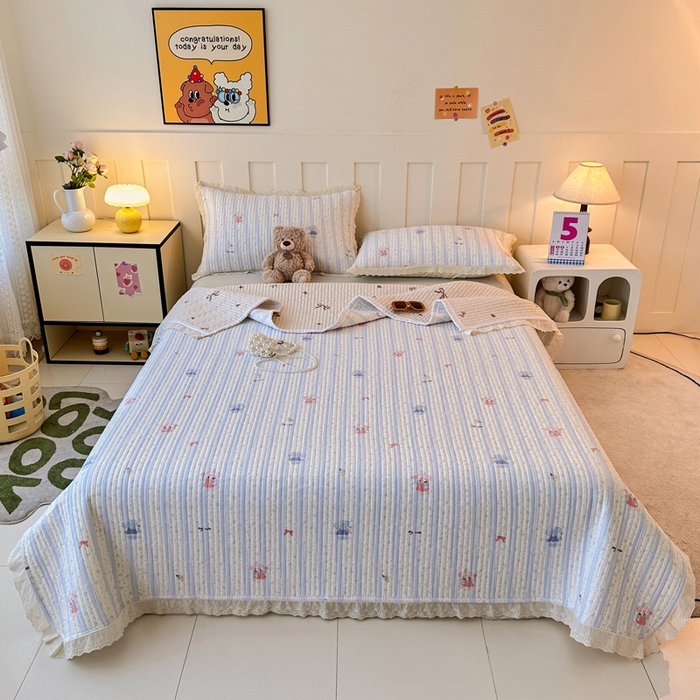 91家纺网 家纺一手货源 找家纺 岚吉家纺 2026新款云朵棉床盖三件套 快乐小象