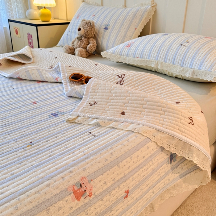 91家纺网 家纺一手货源 找家纺 岚吉家纺 2026新款云朵棉床盖三件套 快乐小象