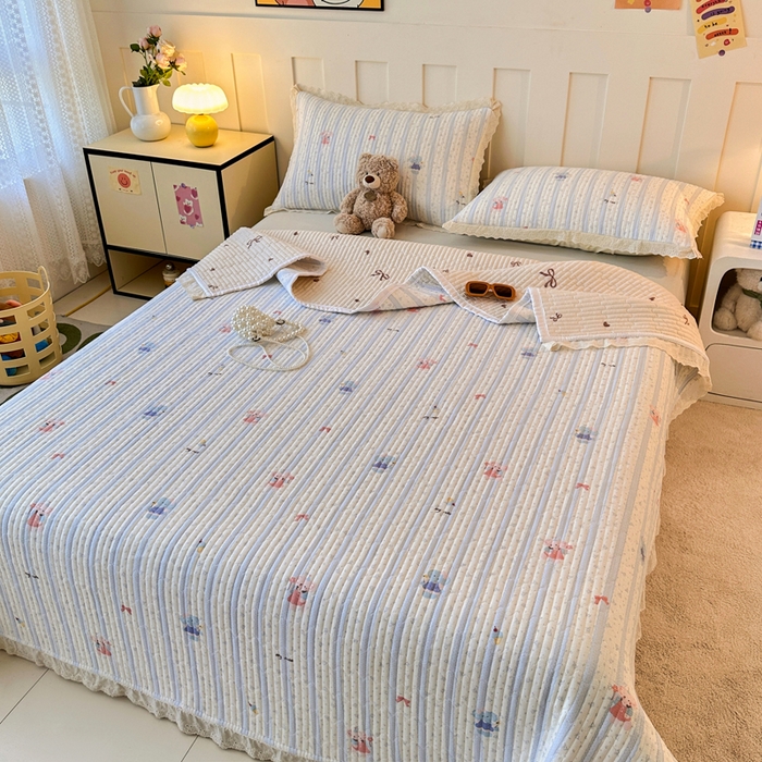 91家纺网 家纺一手货源 找家纺 岚吉家纺 2026新款云朵棉床盖三件套 快乐小象