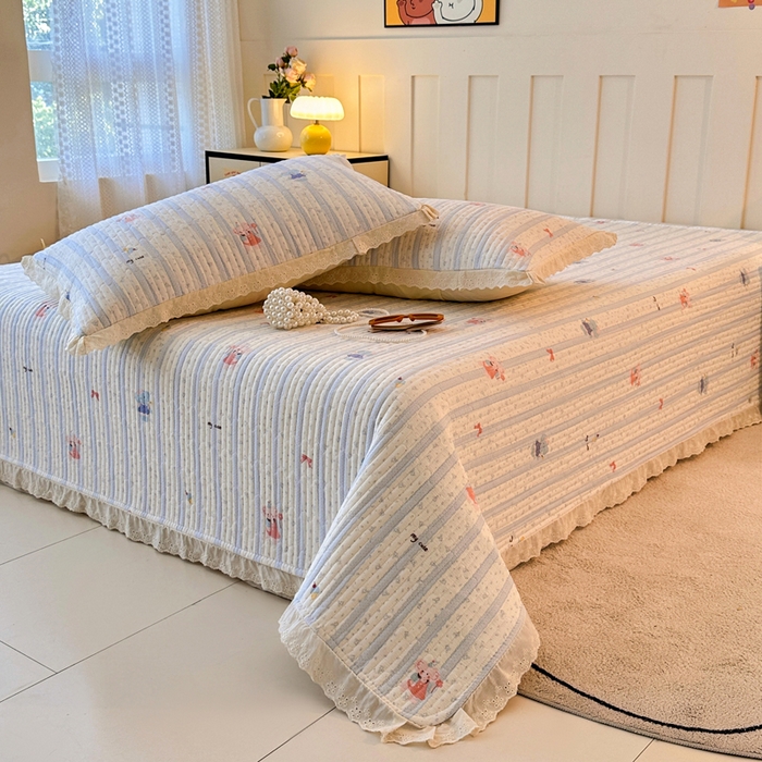 91家纺网 家纺一手货源 找家纺 岚吉家纺 2026新款云朵棉床盖三件套 快乐小象