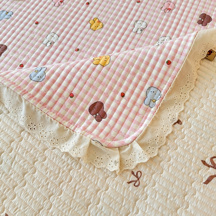 91家纺网 家纺一手货源 找家纺 岚吉家纺 2026新款云朵棉床盖三件套 兔兔乐园