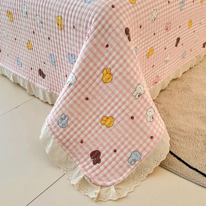 91家纺网 家纺一手货源 找家纺 岚吉家纺 2026新款云朵棉床盖三件套 兔兔乐园