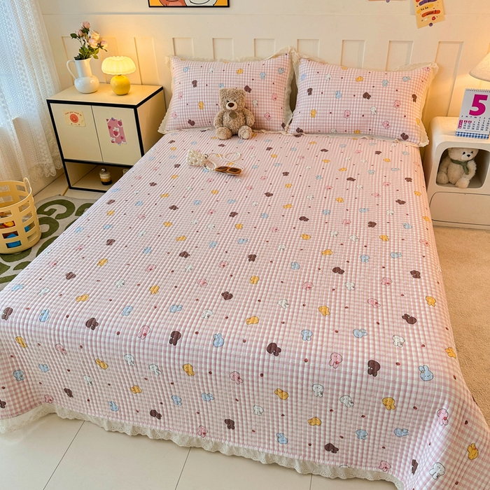 91家纺网 家纺一手货源 找家纺 岚吉家纺 2026新款云朵棉床盖三件套 兔兔乐园