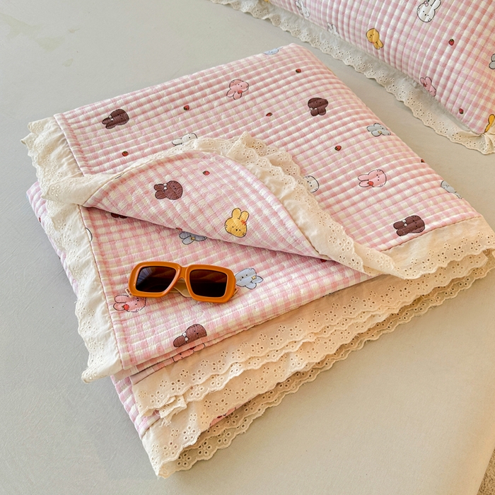 91家纺网 家纺一手货源 找家纺 岚吉家纺 2026新款云朵棉床盖三件套 兔兔乐园