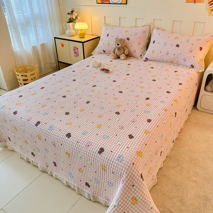 91家纺网 家纺一手货源 找家纺 岚吉家纺 2026新款云朵棉床盖三件套 兔兔乐园