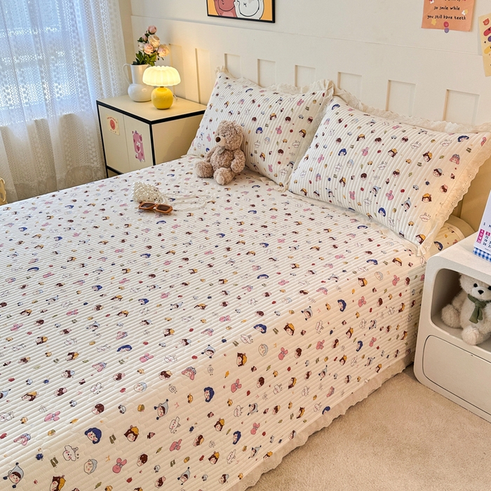 91家纺网 家纺一手货源 找家纺 岚吉家纺 2026新款云朵棉床盖三件套 小呆呆