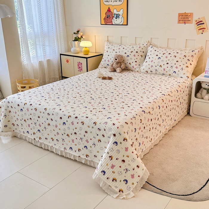 91家纺网 家纺一手货源 找家纺 岚吉家纺 2026新款云朵棉床盖三件套 小呆呆