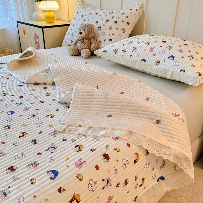 91家纺网 家纺一手货源 找家纺 岚吉家纺 2026新款云朵棉床盖三件套 小呆呆