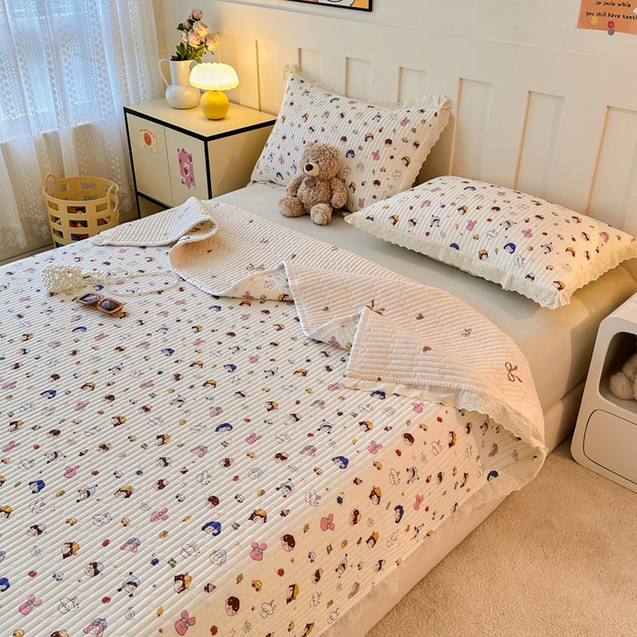 91家纺网 家纺一手货源 找家纺 岚吉家纺 2026新款云朵棉床盖三件套 小呆呆