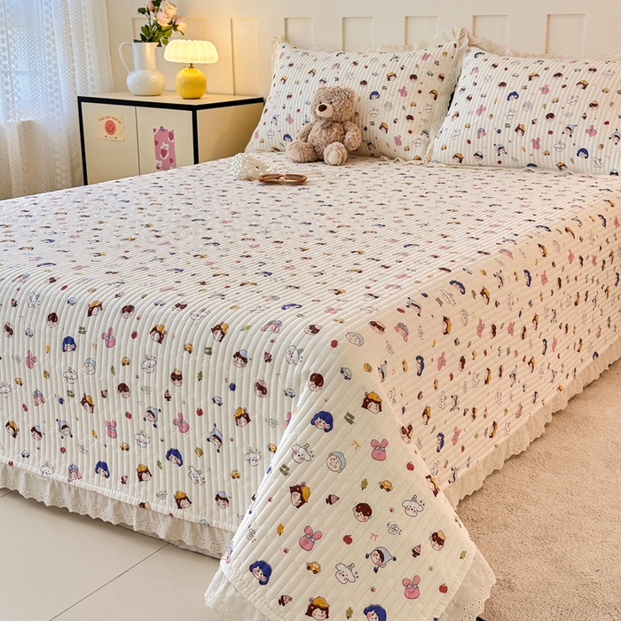 91家纺网 家纺一手货源 找家纺 岚吉家纺 2026新款云朵棉床盖三件套 小呆呆