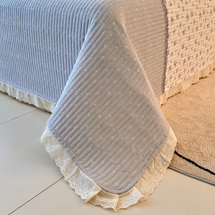 91家纺网 家纺一手货源 找家纺 岚吉家纺 2026新款云朵棉床盖三件套 幽兰