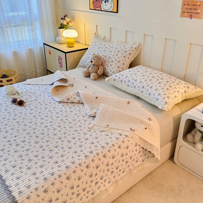 91家纺网 家纺一手货源 找家纺 岚吉家纺 2026新款云朵棉床盖三件套 幽兰