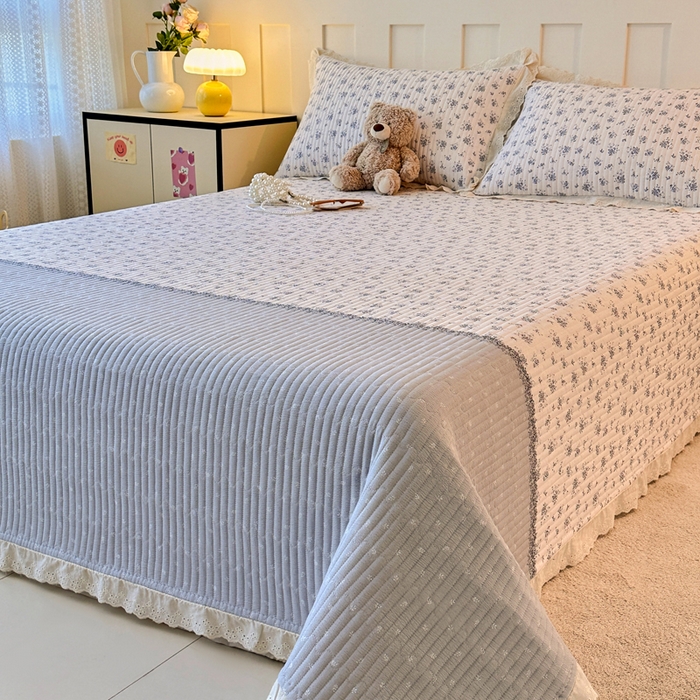 91家纺网 家纺一手货源 找家纺 岚吉家纺 2026新款云朵棉床盖三件套 幽兰