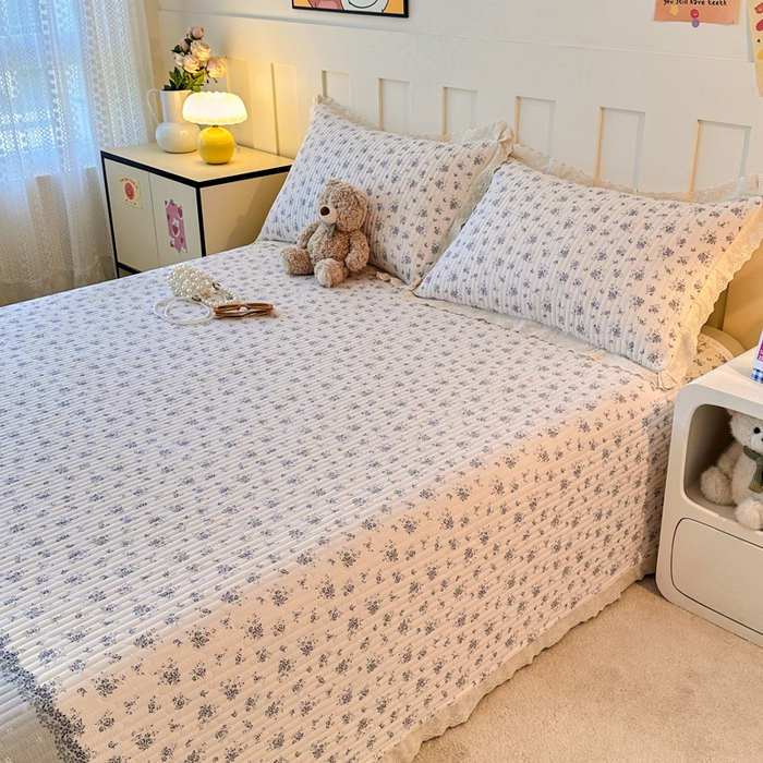 91家纺网 家纺一手货源 找家纺 岚吉家纺 2026新款云朵棉床盖三件套 幽兰