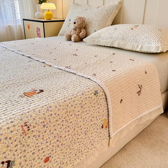 91家纺网 家纺一手货源 找家纺 岚吉家纺 2026新款云朵棉床盖三件套 元气女孩