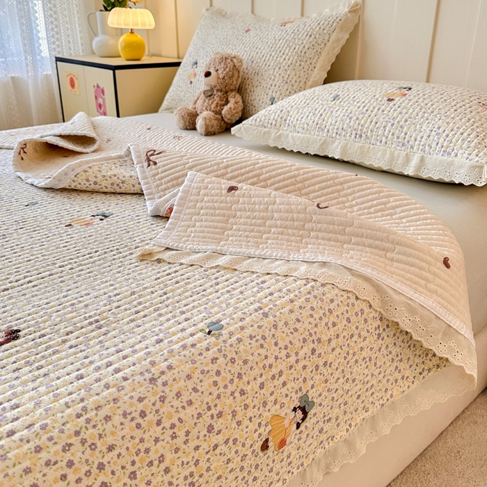 91家纺网 家纺一手货源 找家纺 岚吉家纺 2026新款云朵棉床盖三件套 元气女孩