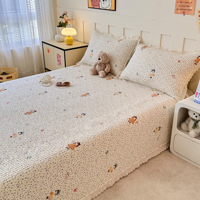 91家纺网 家纺一手货源 找家纺 岚吉家纺 2026新款云朵棉床盖三件套 元气女孩