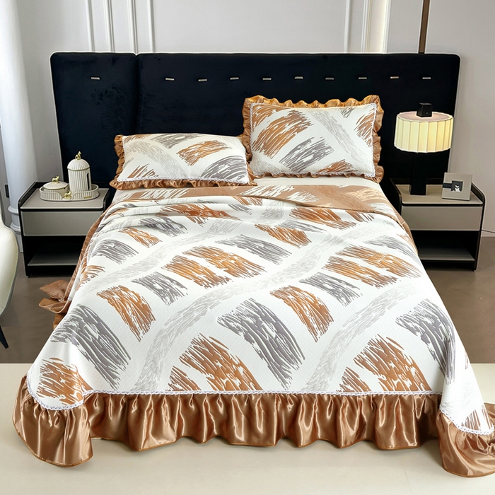 91家纺网 家纺一手货源 找家纺 典曼家纺 2025新款北欧风针织棉床盖三件套床盖 炫彩