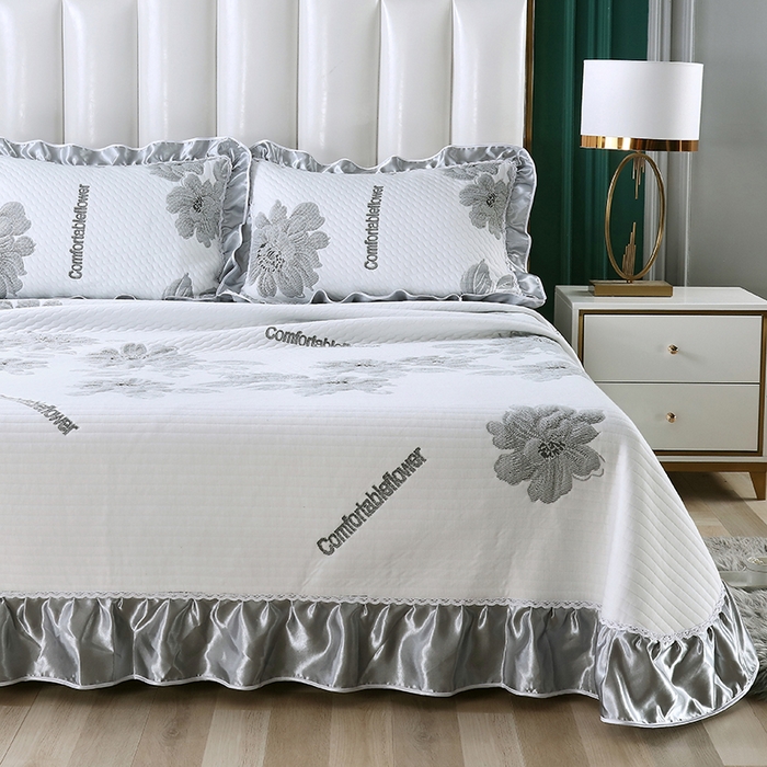 91家纺网 家纺一手货源 找家纺 典曼家纺 2025新款北欧风针织棉床盖三件套床盖 观花