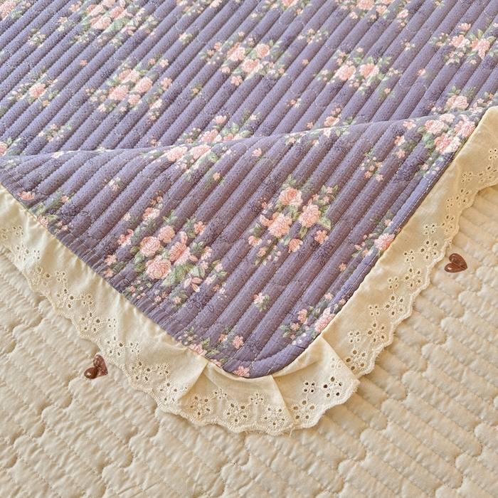 91家纺网 家纺一手货源 找家纺 岚吉家纺 2026新款云朵棉床盖三件套 紫苏