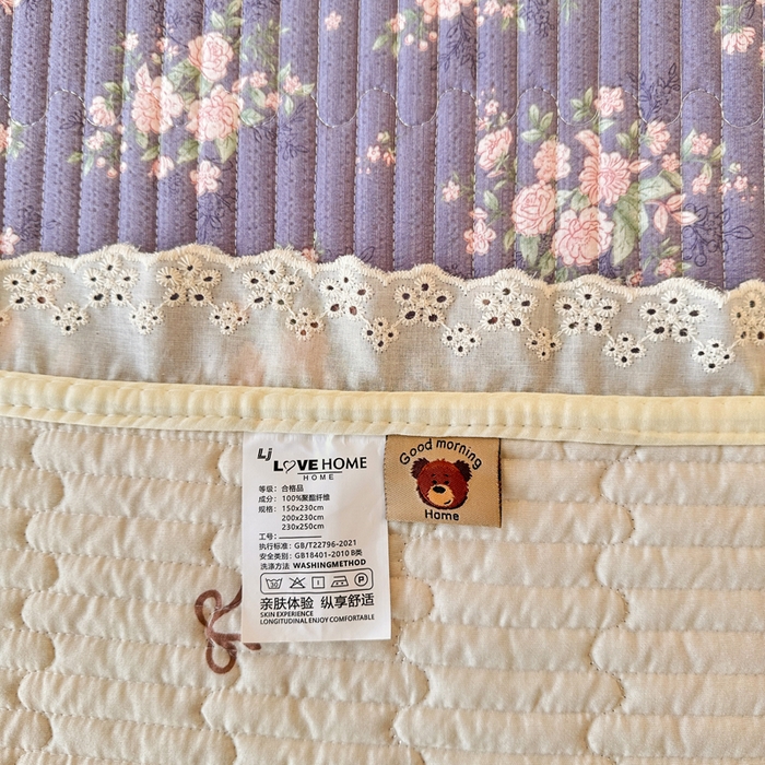 91家纺网 家纺一手货源 找家纺 岚吉家纺 2026新款云朵棉床盖三件套 紫苏