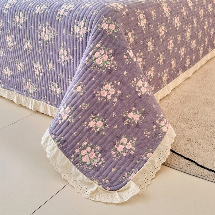 91家纺网 家纺一手货源 找家纺 岚吉家纺 2026新款云朵棉床盖三件套 紫苏