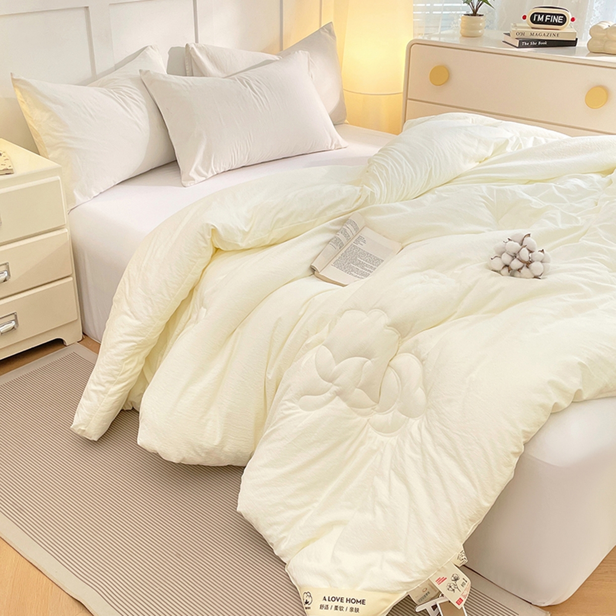 91家纺网 家纺一手货源 找家纺 （总）VIP被业 2025新款水洗棉皱皱纱新疆棉冬被被芯