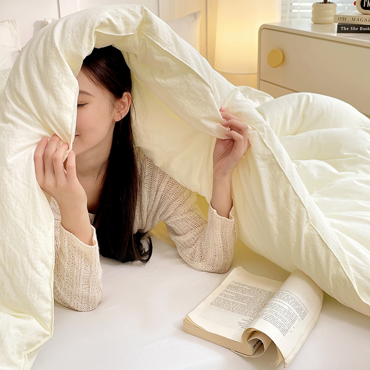 91家纺网 家纺一手货源 找家纺 （总）VIP被业 2025新款水洗棉皱皱纱新疆棉冬被被芯