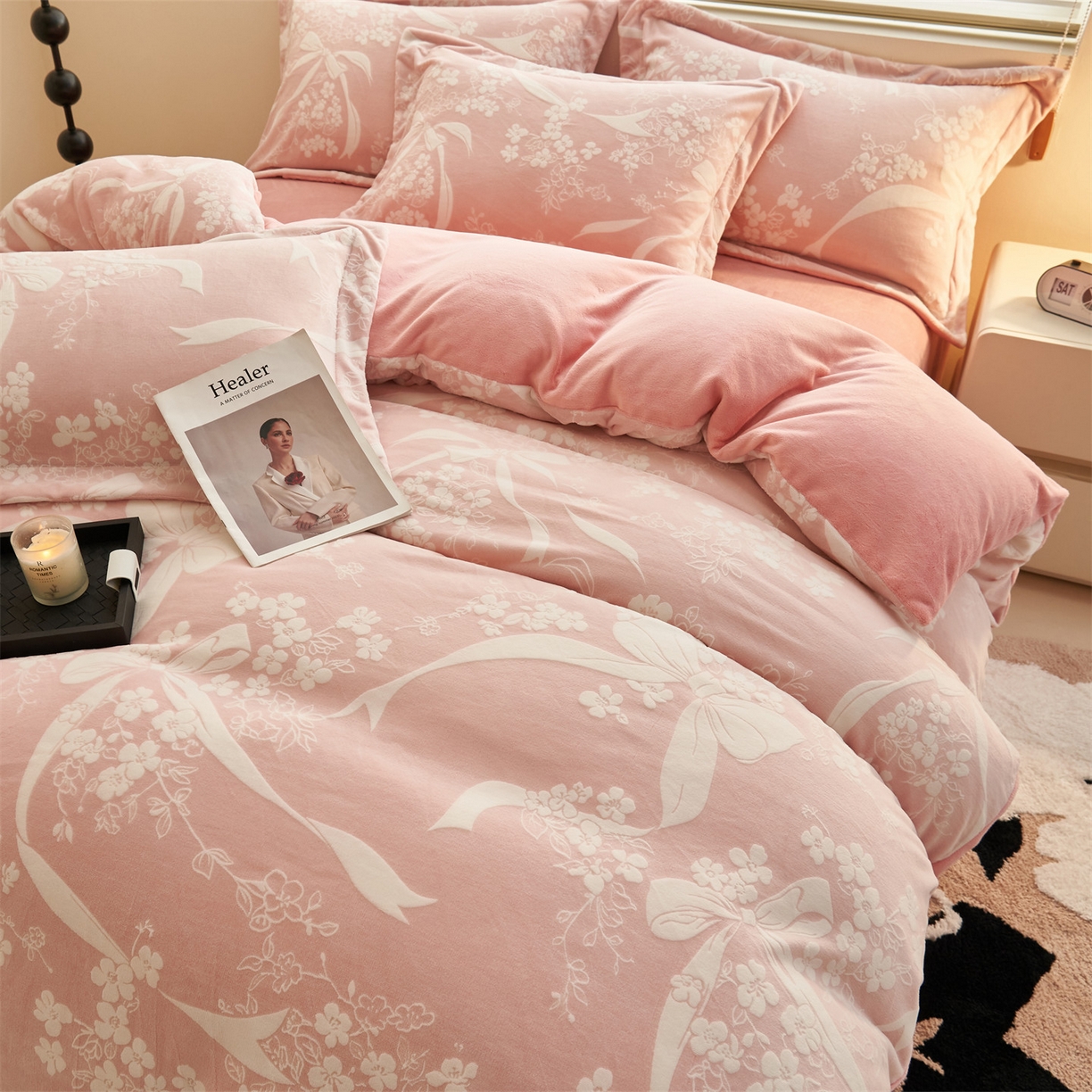 91家纺网 家纺一手货源 找家纺 （总）恒爱家纺 2025新款牛奶绒立体剪花四件套