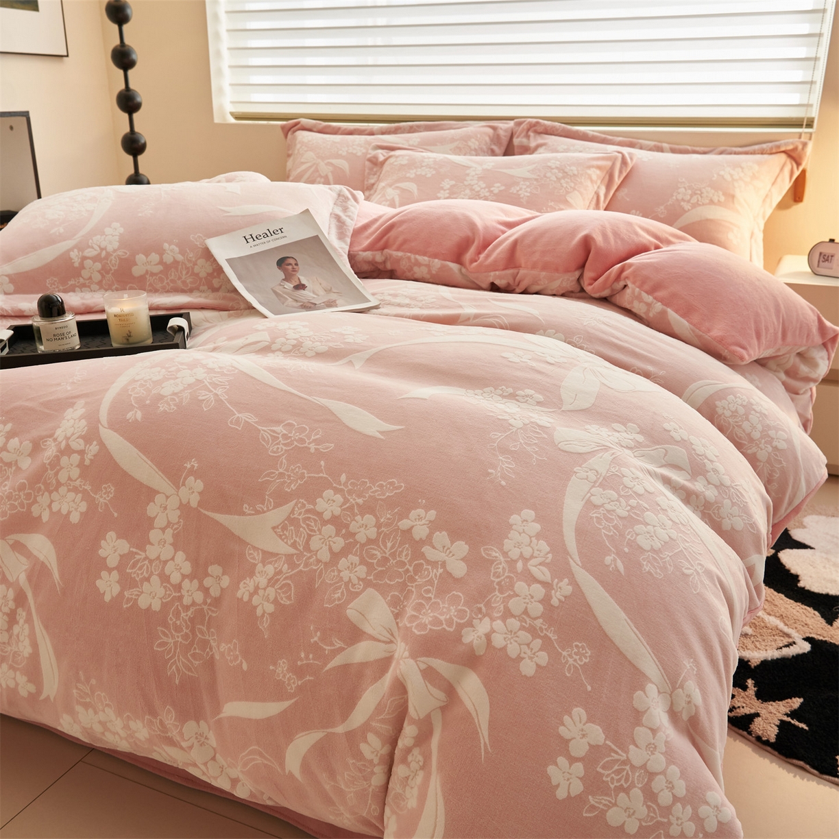 91家纺网 家纺一手货源 找家纺 （总）恒爱家纺 2025新款牛奶绒立体剪花四件套