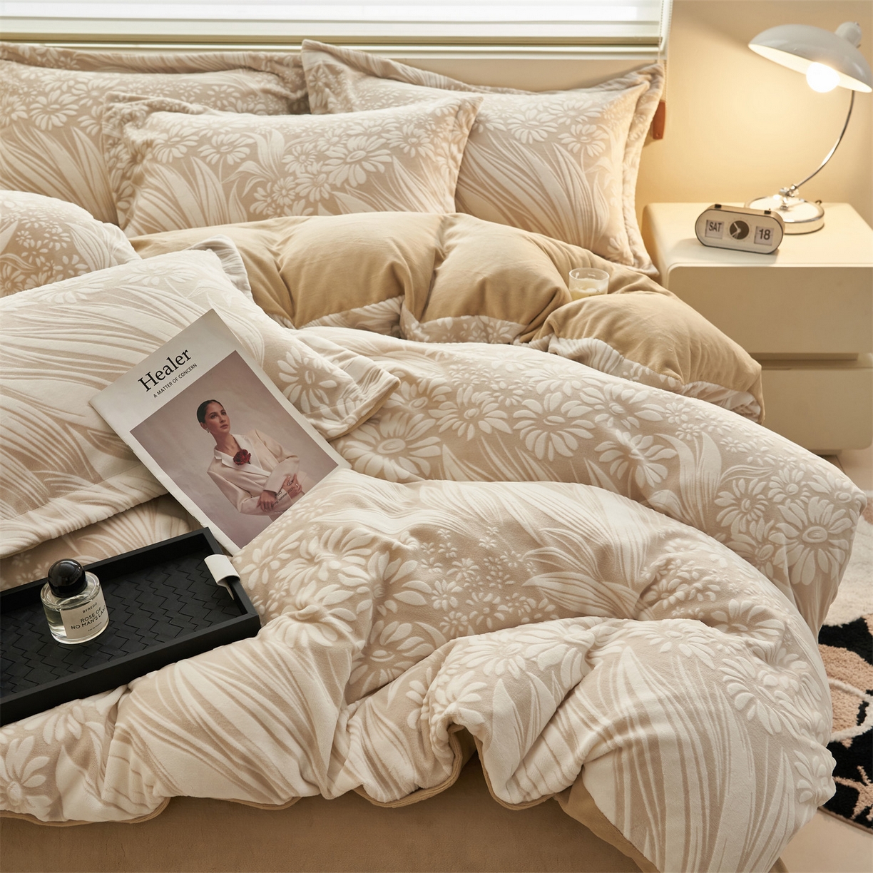 91家纺网 家纺一手货源 找家纺 （总）恒爱家纺 2025新款牛奶绒立体剪花四件套